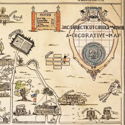 Decorative map of Connecticut College, 1934