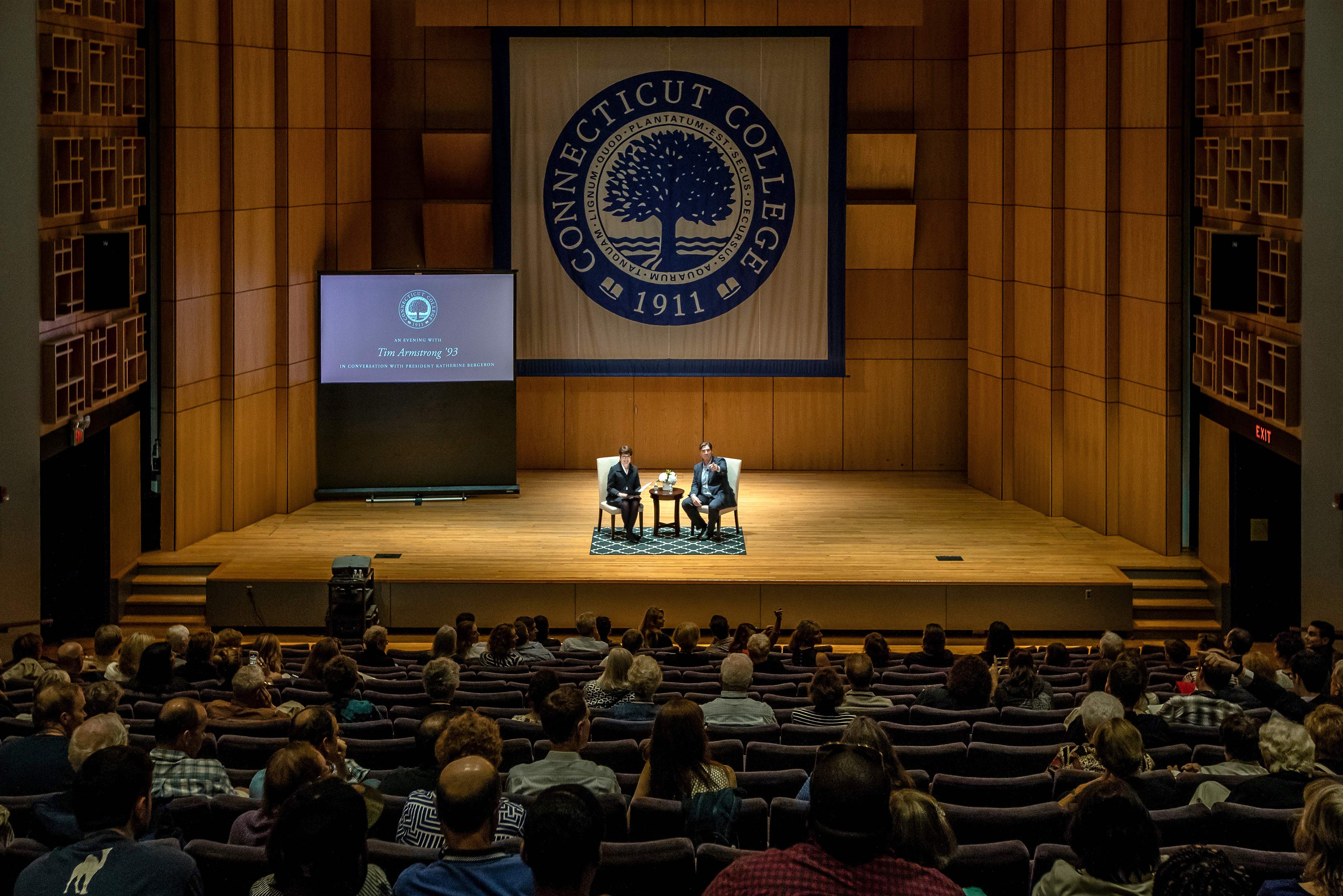 Alum Tim Armstrong speaks with President Bergeron at Reunion 2018