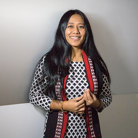 A portrait of visiting scholar Binalakshmi Nepram