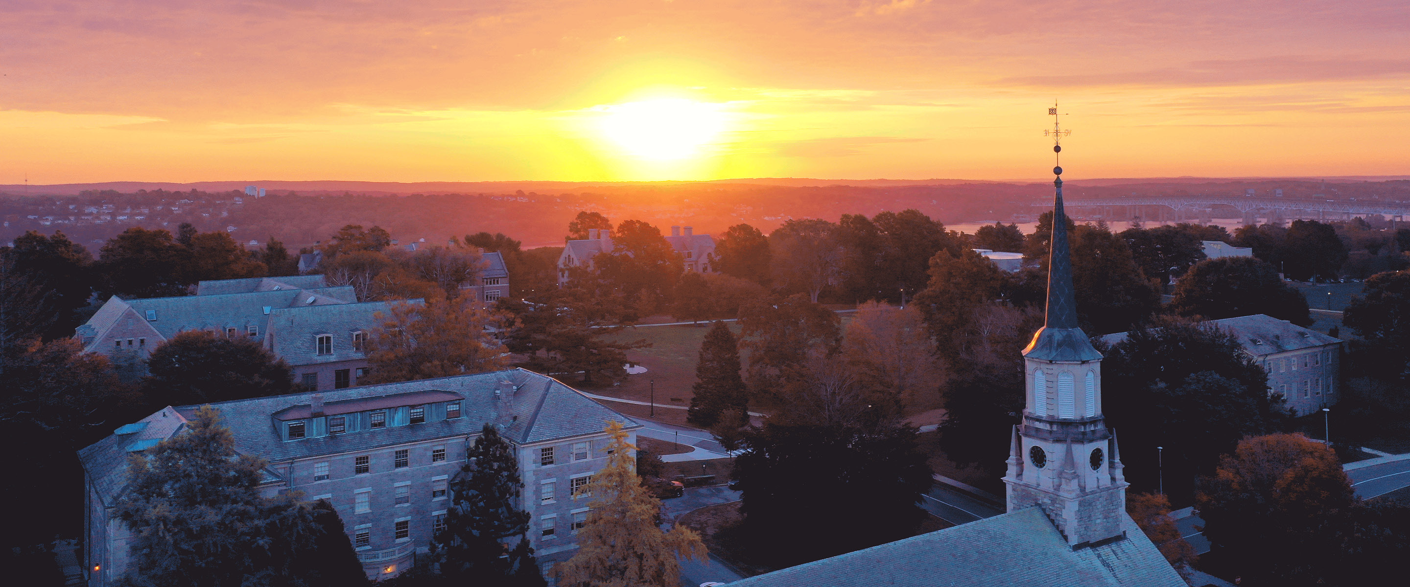 Sunset over Conn College