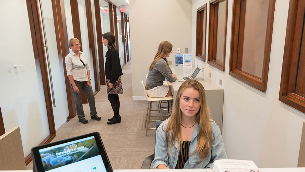 A scene from inside the Hale Center for Career Development