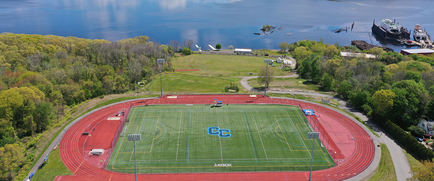 An aerial image of the revitalized waterfront 