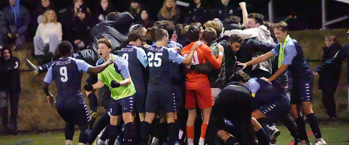 The Camels celebrate an Elite Eight victory over Tufts. 