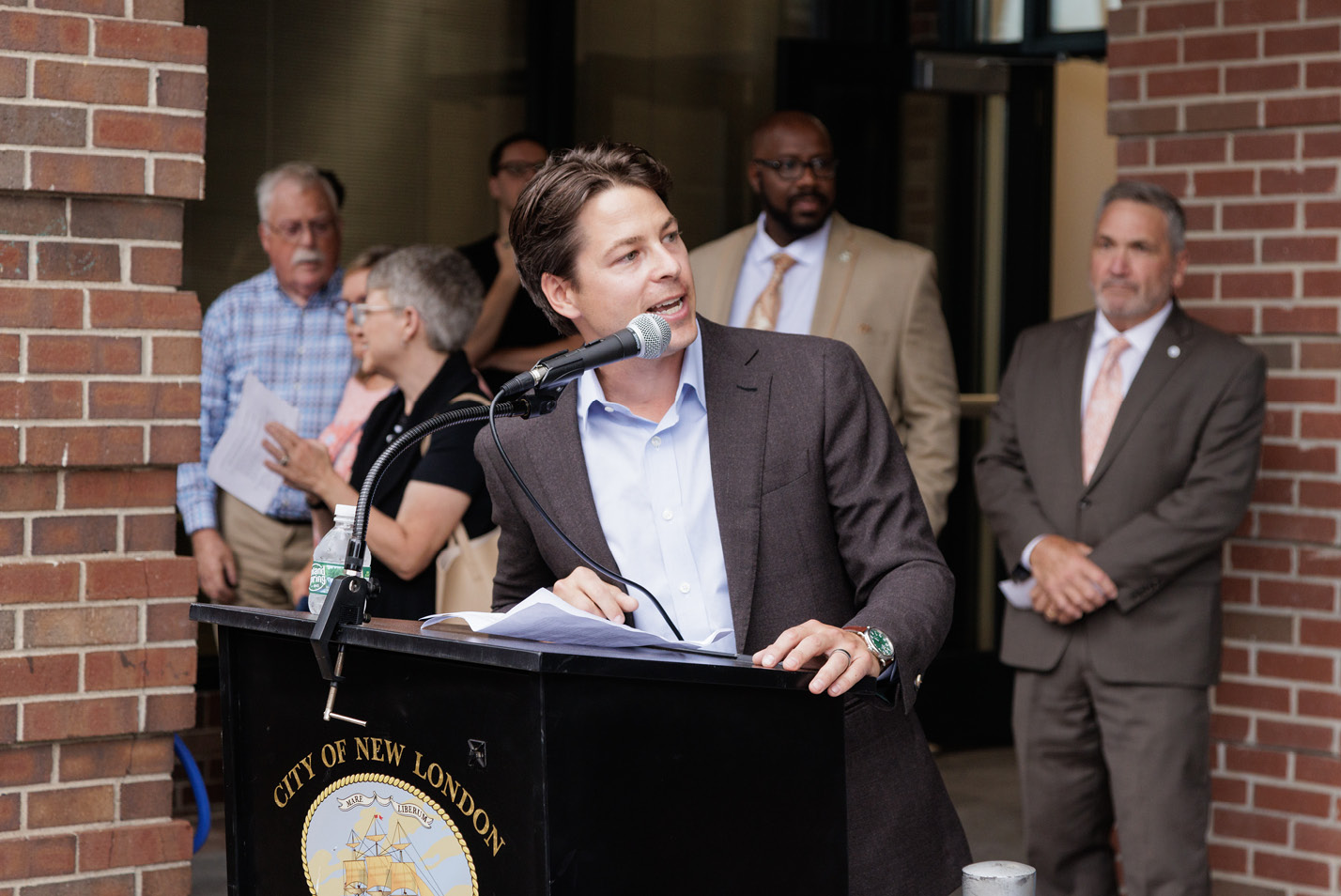 High Tide Capital Principal Max Pitinkin addresses the crowd.