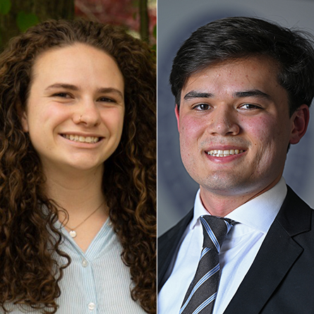 Sam Pelletier ’23, left, and Matthew Yamamoto ’23 presented their thesis research at the Botany 2023 national conference in Boise, Idaho.