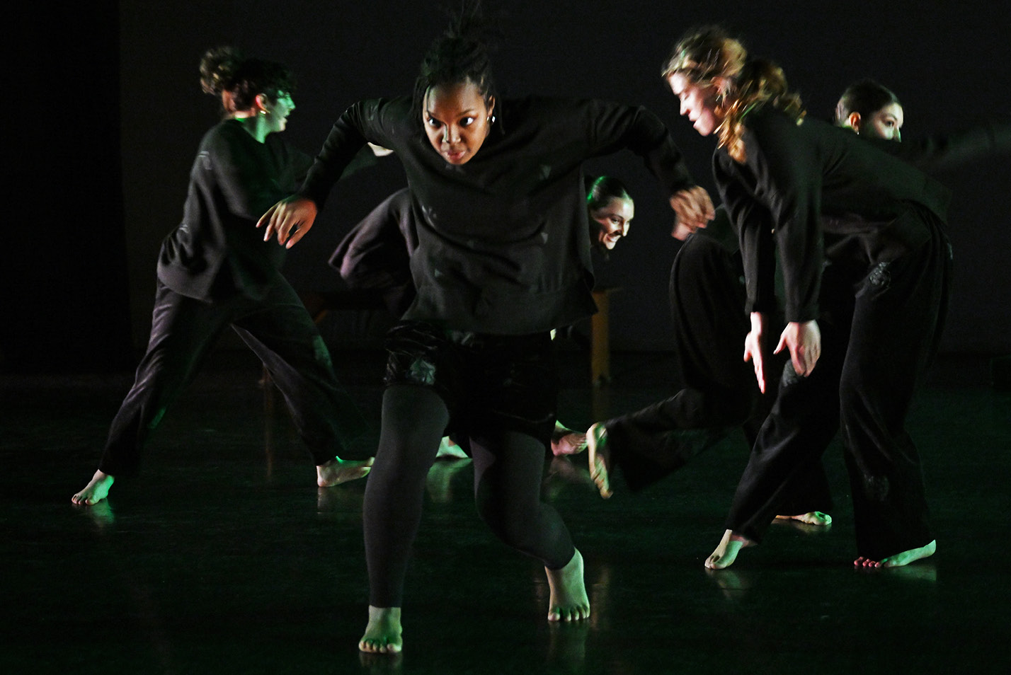 Dance students rehearse the 2023 Dance Department Honors Theses and Ammerman Center performance in the Martha Meyers Dance Studio.