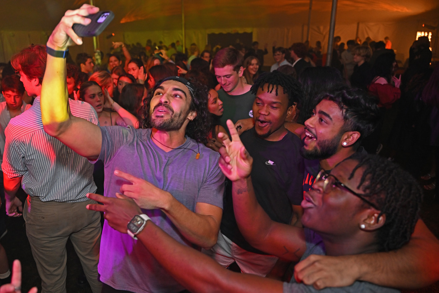 Students pose for a selfie at the 2023 Fall Ball