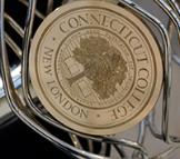 The Connecticut College seal on the mace